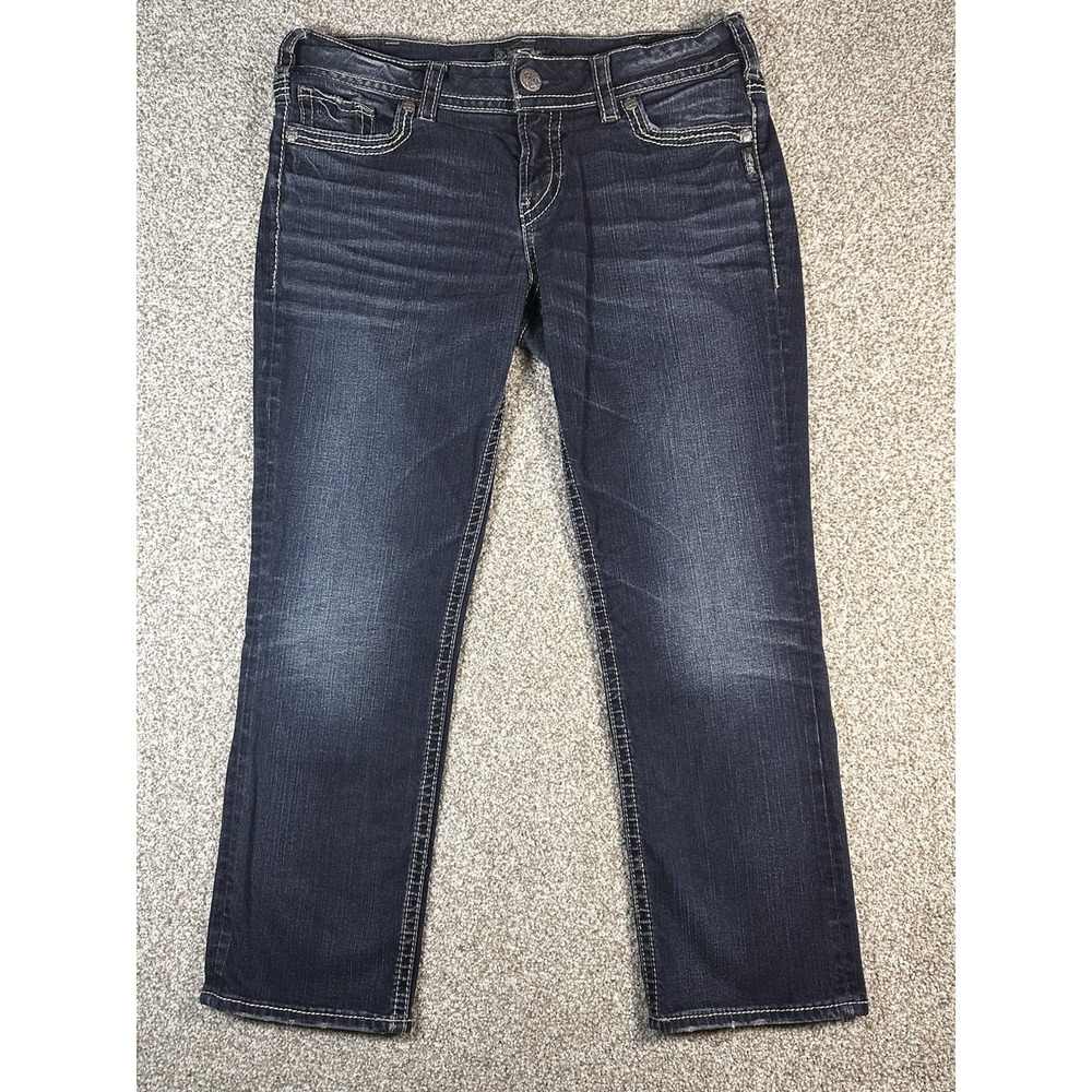 Silver Jeans Womens Blue Suki Mid Rise Cropped Capri Dark Wash Size See Pictures